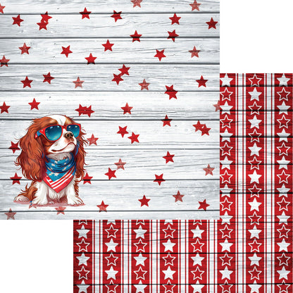 Patriotic Pups Collection King Cavalier 12 x 12 Double-Sided Scrapbook Paper by SSC Designs - 15 Pack