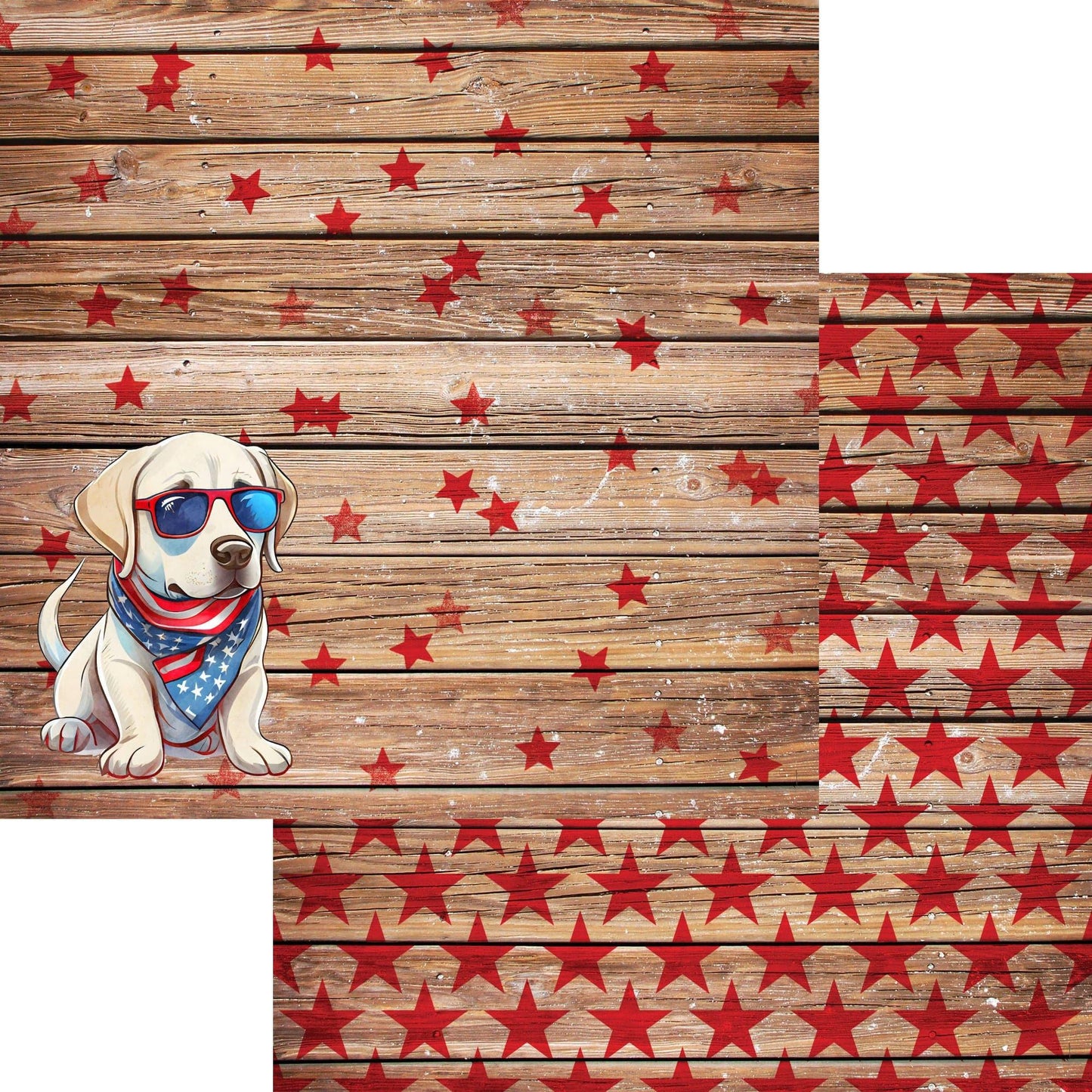 Patriotic Pups Collection Labrador Retriever 12 x 12 Double-Sided Scrapbook Paper by SSC Designs - 15 Pack