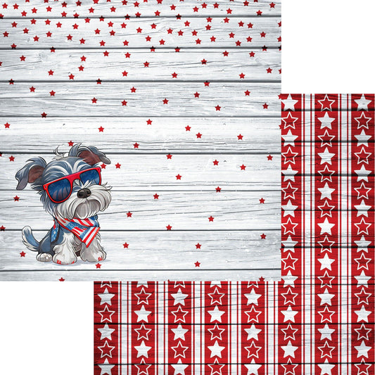 Patriotic Pups Collection Mini Schnauzer 12 x 12 Double-Sided Scrapbook Paper by SSC Designs - 15 Pack