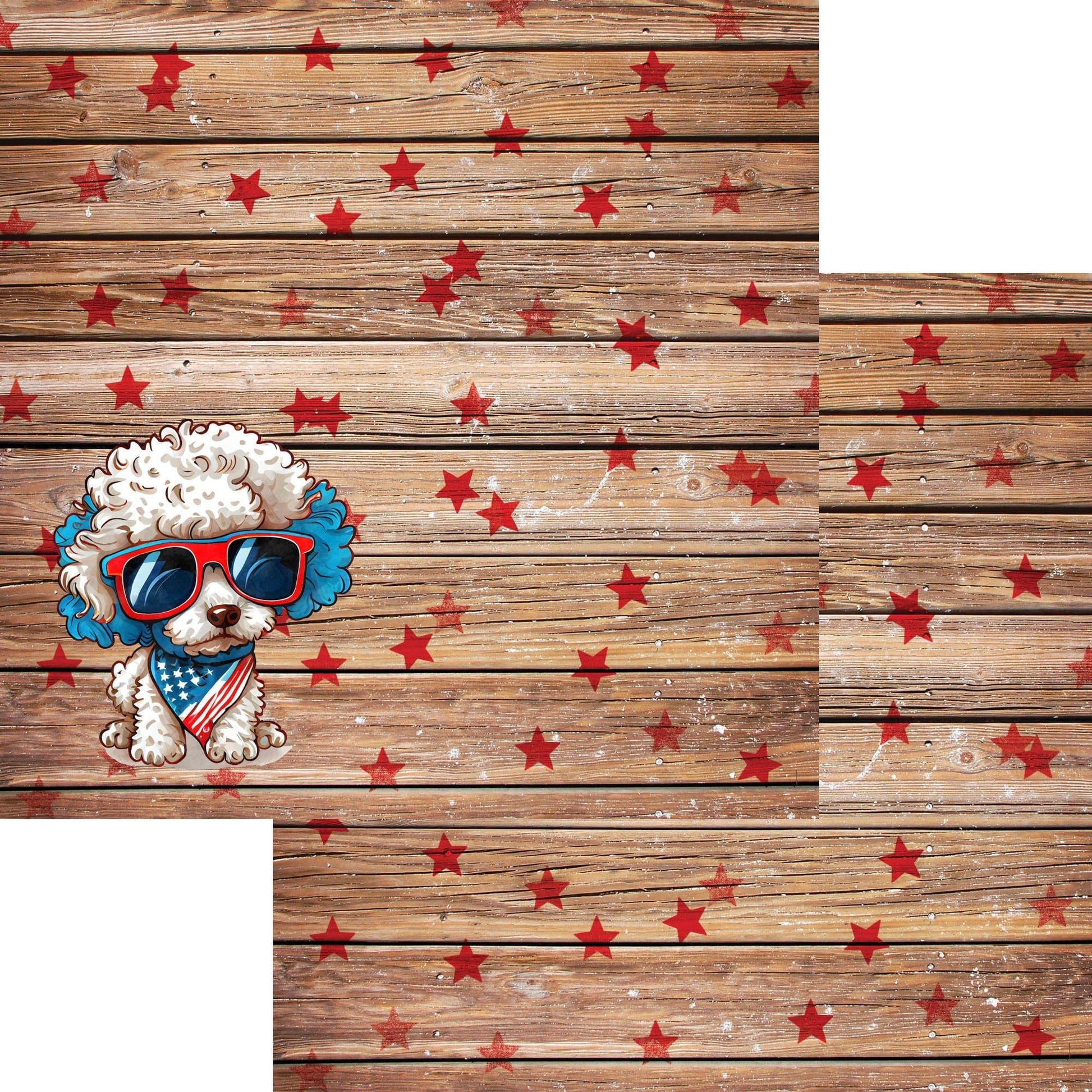 Patriotic Pups Collection Poodle 12 x 12 Double-Sided Scrapbook Paper by SSC Designs - 15 Pack