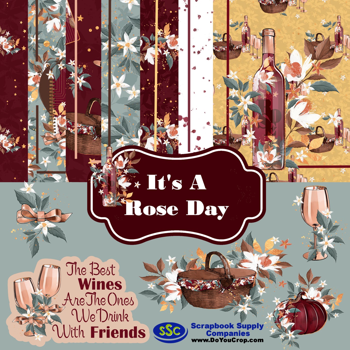 Frou Frou's It's A Rose Day 12 x 12 Scrapbook Paper Pack & Embellishment Kit - 3 Kits