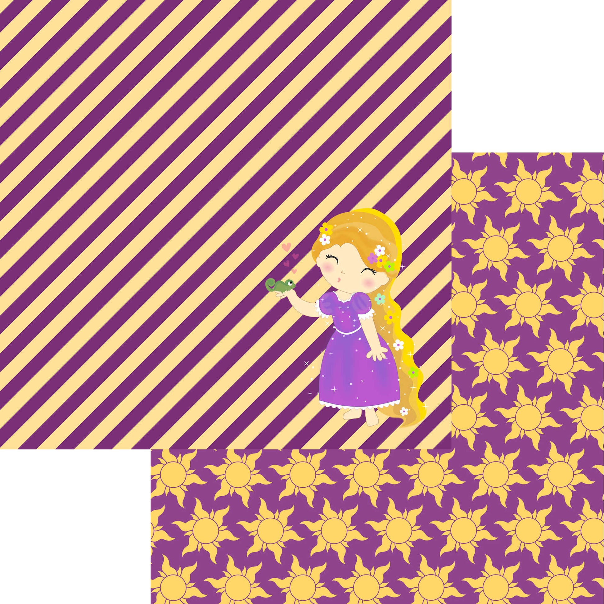 Rapunzel Collection Tangled 12 x 12 Double-Sided Scrapbook Paper - 15 Pack