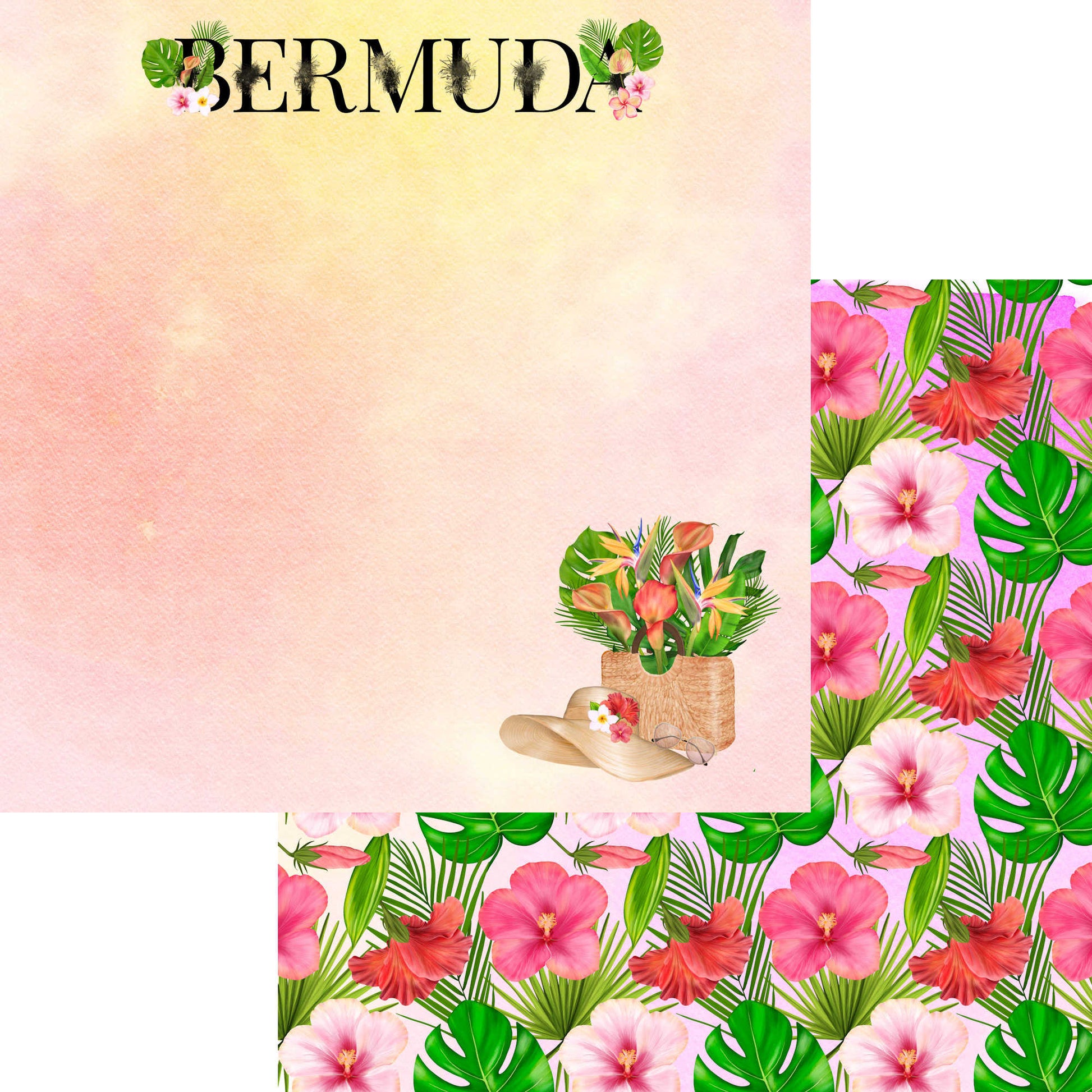 Exotic Tropics Collection Bermuda 12 x 12 Double-Sided Scrapbook Paper - 15 Pack