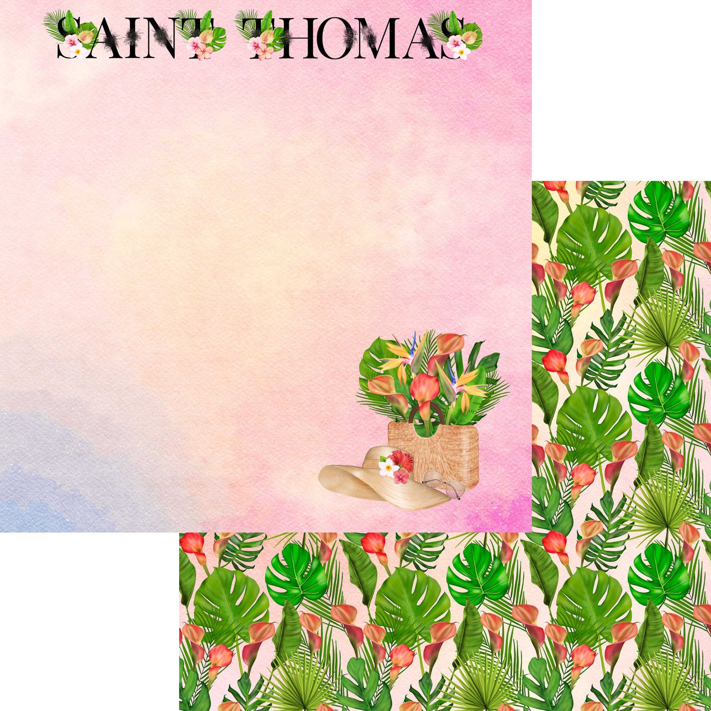 Exotic Tropics Collection Saint Thomas 12 x 12 Double-Sided Scrapbook Paper - 15 Pack