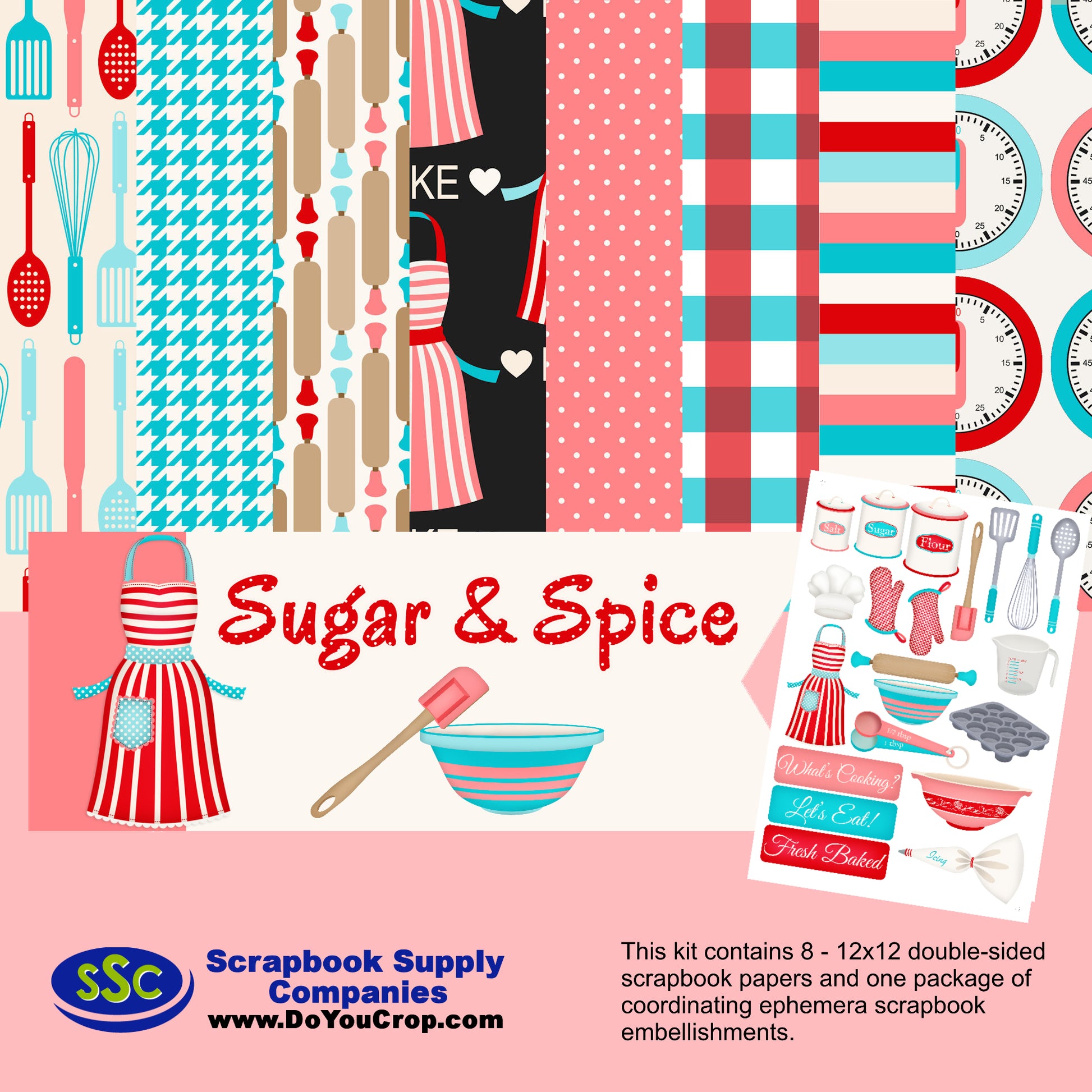 Sugar & Spice 12 x 12 Scrapbook Paper Pack & Embellishment Kit - 3 Kits