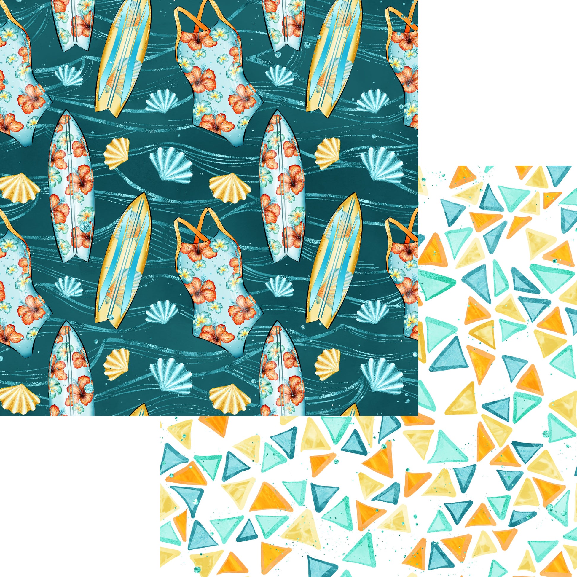 Phantasia Design's Tropics Collection Oahu 12 x 12 Double-Sided Scrapbook Paper - 15 Pack