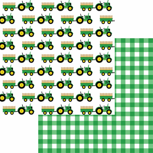 Tractor Time Collection Crop Hopper 12 x 12 Double-Sided Scrapbook Paper by SSC Designs - 15 Pack