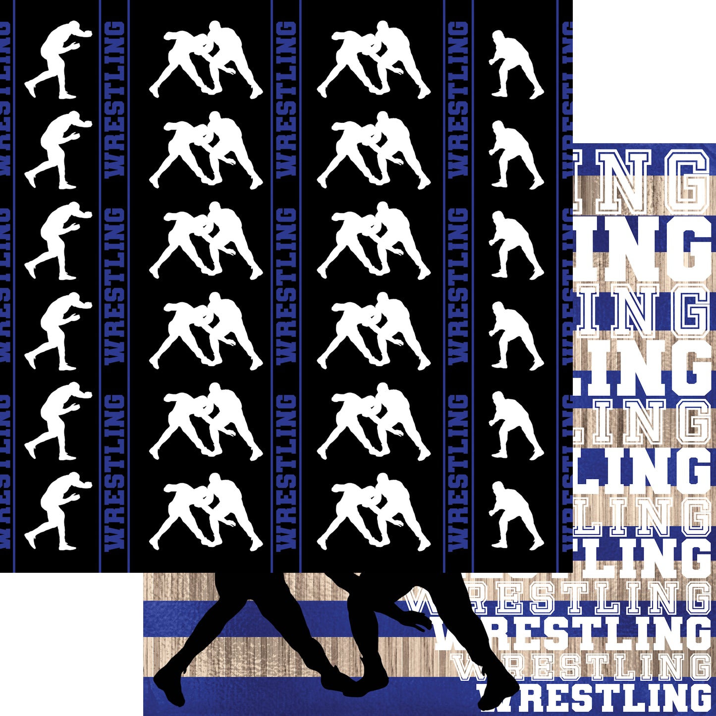 Male Wrestling Collection Wrestling Wood 12 x 12 Double-Sided Scrapbook Paper - 15 Pack