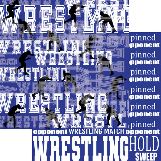 Male Wrestling Collection Wrestling Collage 12 x 12 Double-Sided Scrapbook Paper - 15 Pack