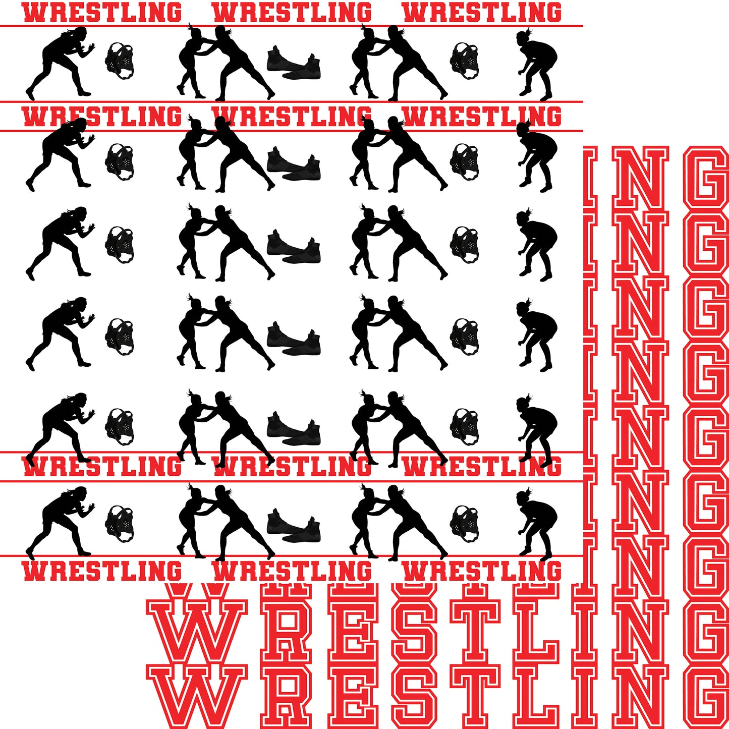 Female Wrestling Collection Wrestling Takedown 12 x 12 Double-Sided Scrapbook Paper - 15 Pack