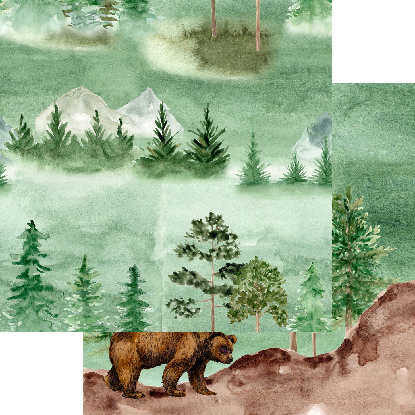 Alaskan Adventure Collection Bear Country 12 x 12 Double-Sided Scrapbook Paper - 15 Pack